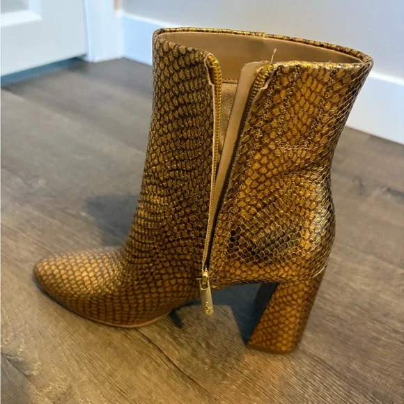 Sam Edelman Gold Daria Block Heel Boots 6.5 - Picture 3 of 5